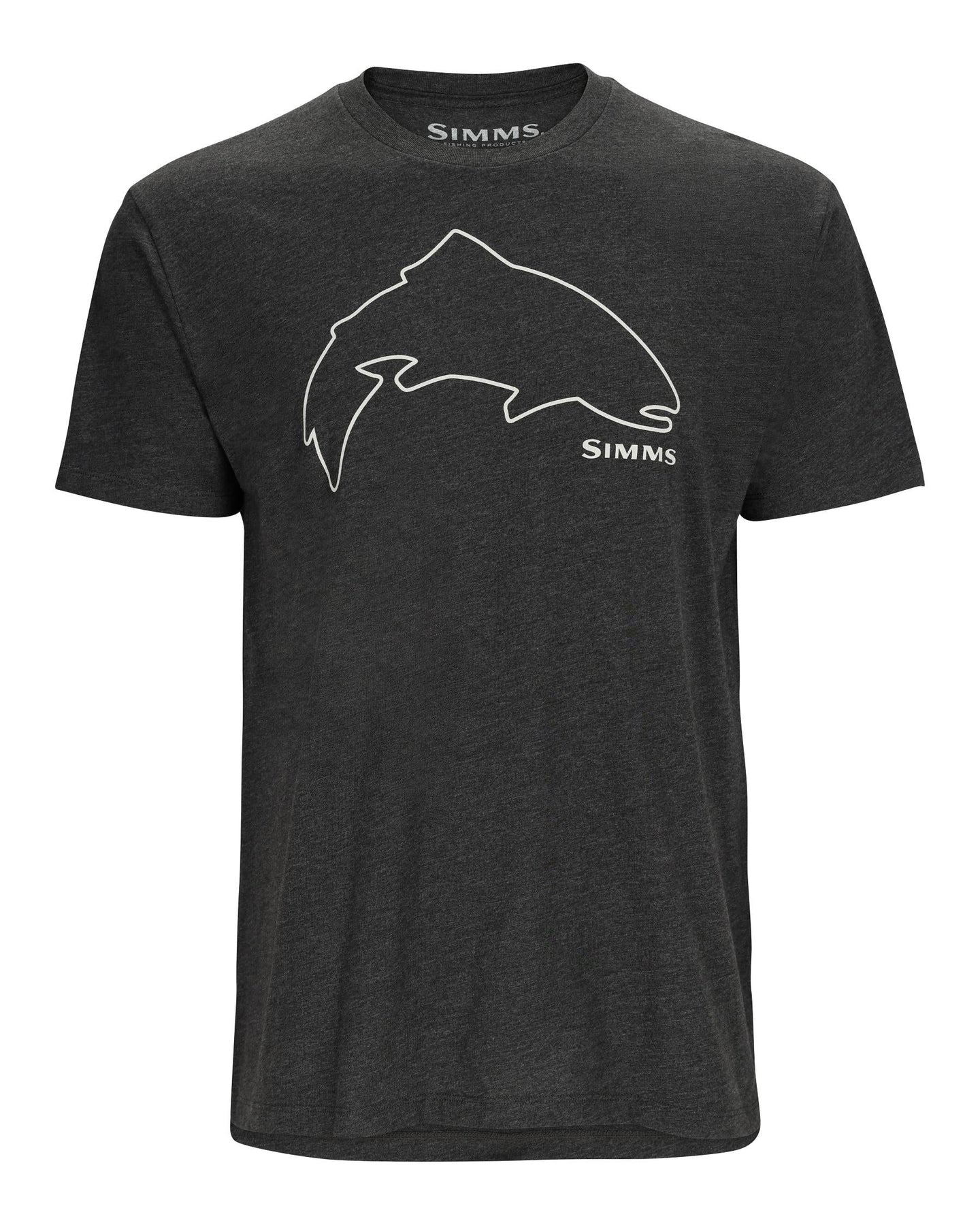Simms T-shirt Homme Logo Canne à Pêche à la Mouche et Rayures Simms T-shirt Homme Logo Canne à Pêche à la Mouche et Rayures